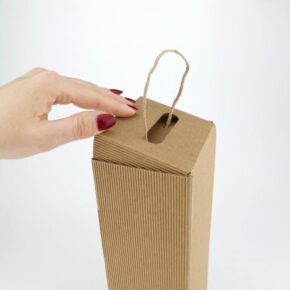 Alternative view of Vin box i bølget pap - Brun med hank