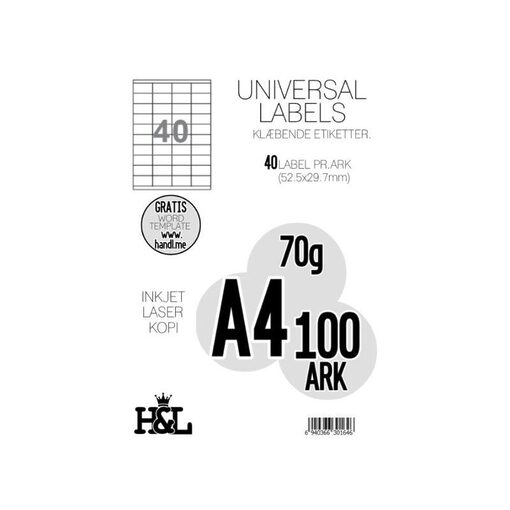 Labels,H&L 40 labels pr.A4 ark