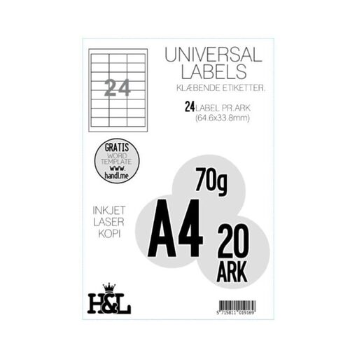 Labels,H&L 24 label pr.A4 ark