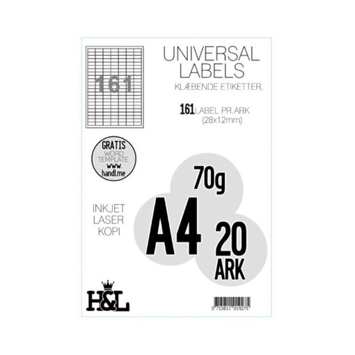 Labels,H&L 161 label pr.A4 ark