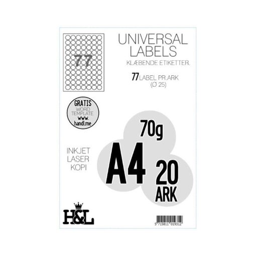 Labels,H&L 77 label pr.A4 ark Rund