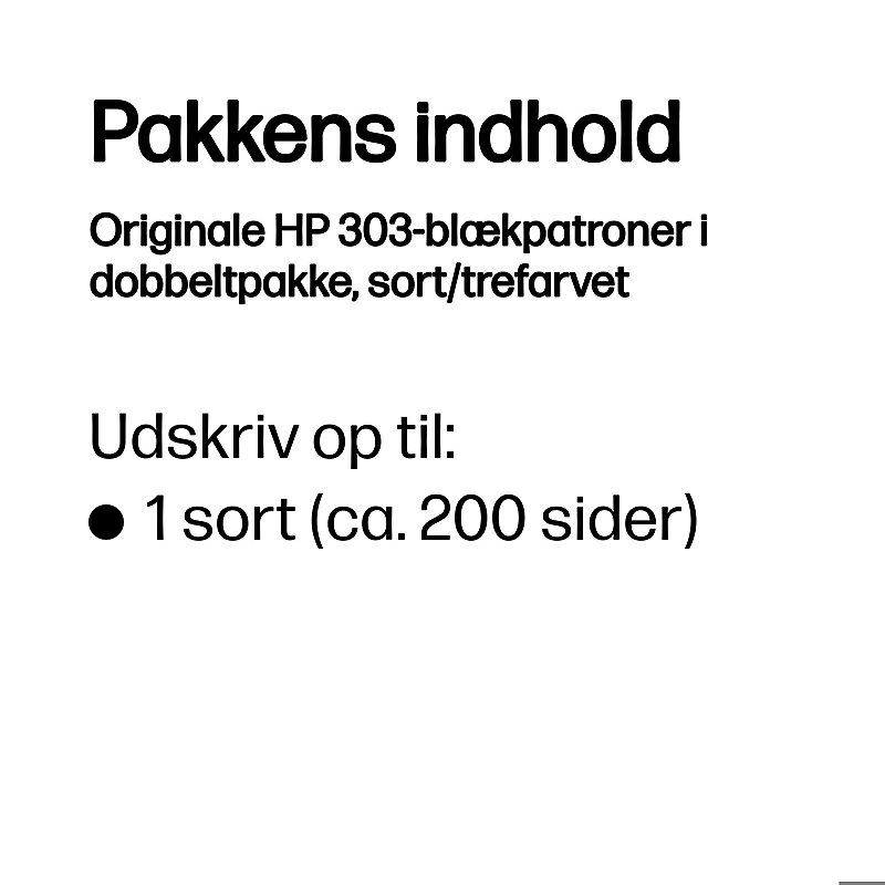 HP Originale 303-blækpatroner i dobbeltpakke, sort/trefarvet - Billede 3