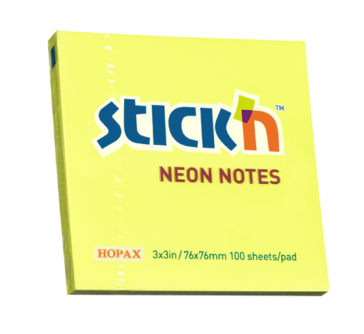 Notesblok 76x76 100 Blad Neon Gul