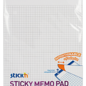 Sticky Memo 254x178 50 Blad Kvardrede Hvid