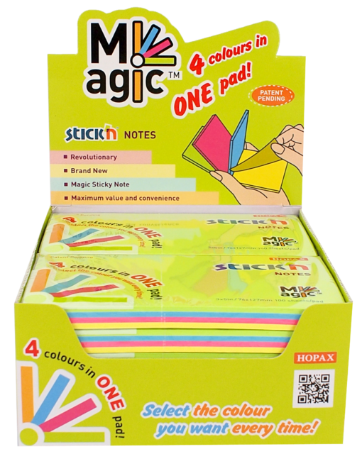 Magic Notesblok 76x127 100 Blad Assorterat Neon