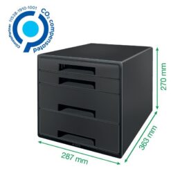 Alternative view of Skuffekabinet recycle 4-skuffer sort