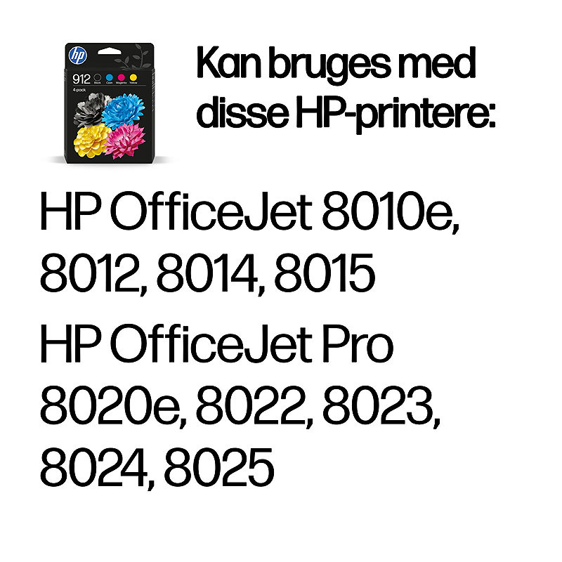 HP Originale 912-blækpatroner, sort/cyan/magenta/gul, 4 stk. - Billede 2