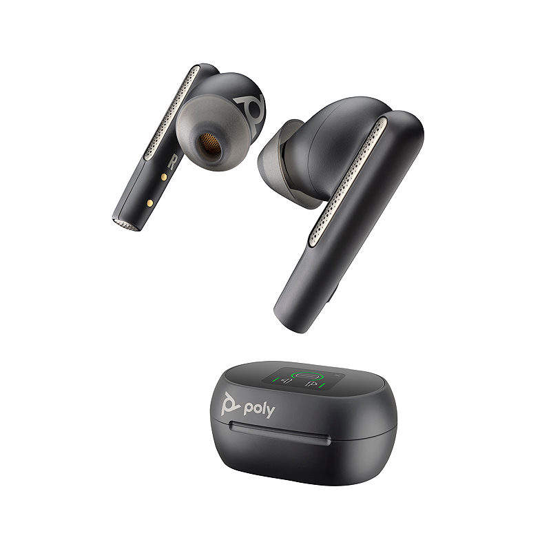 HP Poly Voyager Free 60+ UC Carbon Black Earbuds +BT700 USB-C Adapter +Touchscreen Charge Case