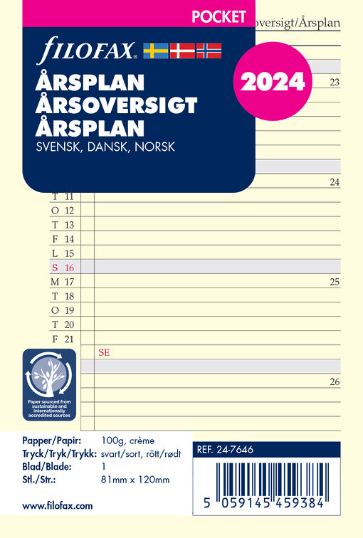 Årsoversigt Pocket 2024 Svensk/Dansk/Norsk