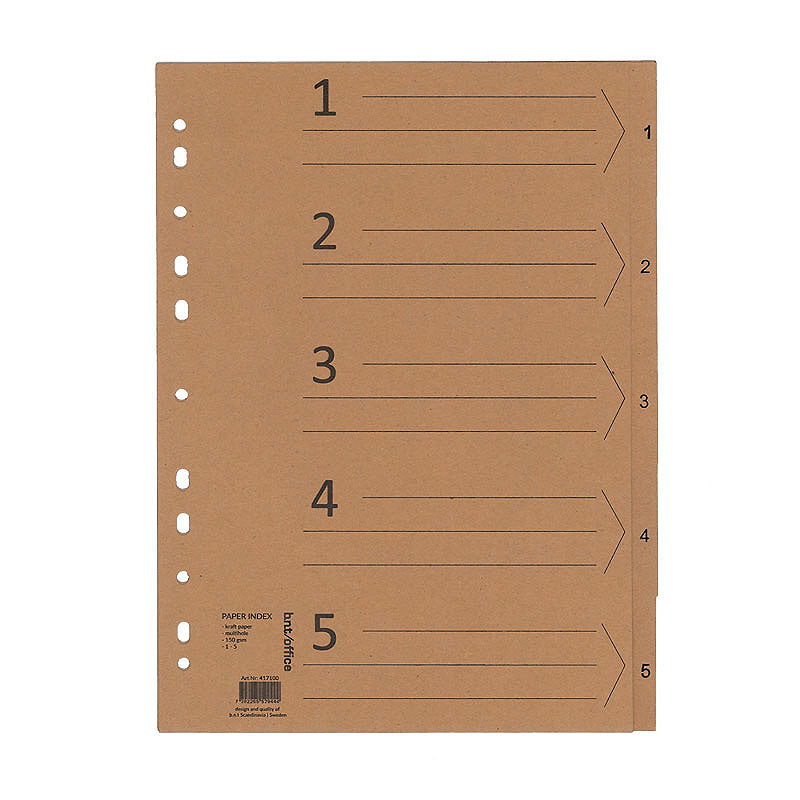 1-5 Indexfaner i Kraftpapir