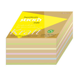 Alternative view of Noteskub Kraft 76x76 400 Blad Assorterat Pastel 100 % Genbrugt