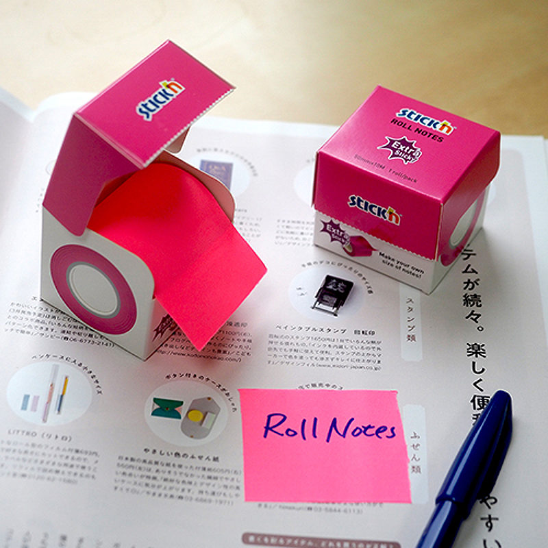Alternative view of Note Roll Extra Sticky FSC 50mmx10m Neon Pink