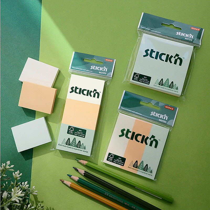 Alternative view of Miljø Notisblok FSC 76x25mm Assorterad 3 Blokk