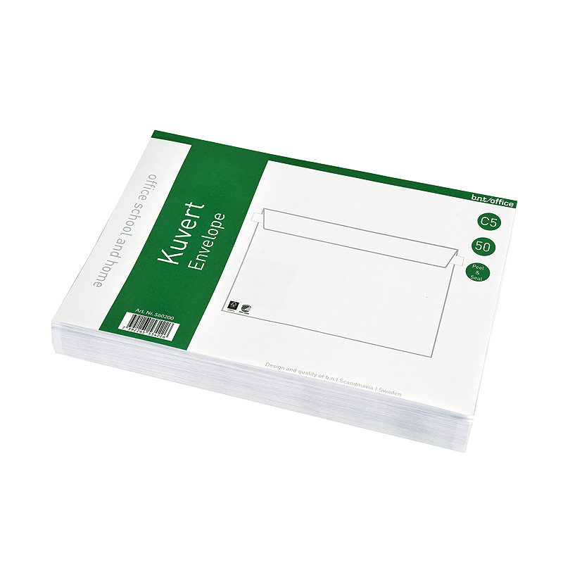 Kuverter C5 Peel&Seal 50st Hvid