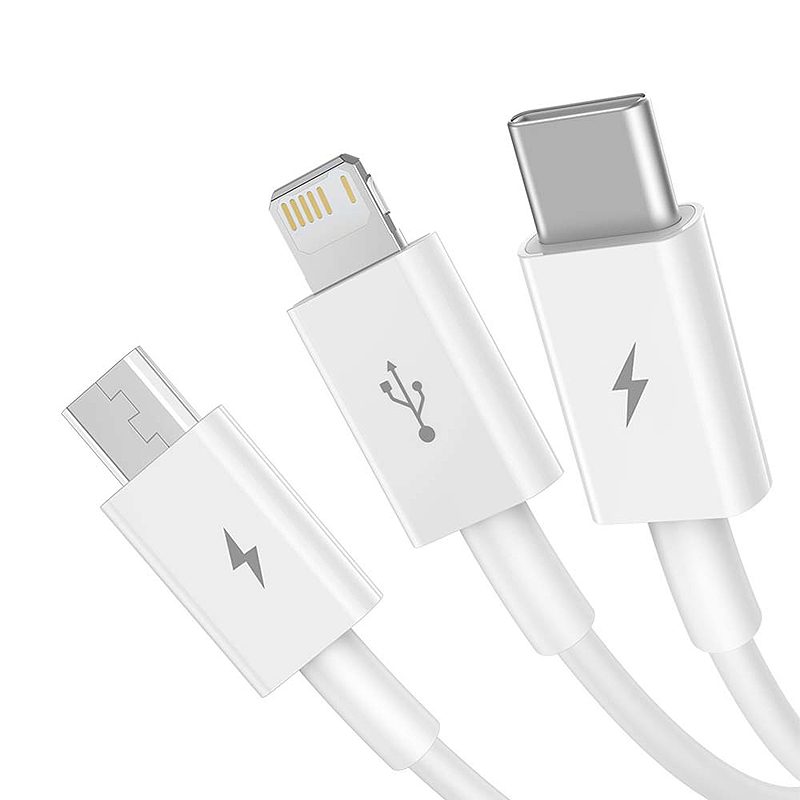 Alternative view of Baseus cable 3in1 Superior USB - Lightning + USB-C + microUSB 1,5 m 3,5A white