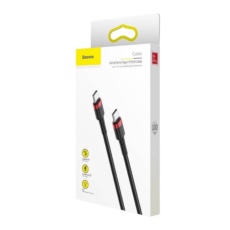 Baseus cable Cafule PD USB-C - USB-C 1,0 m red-black 60W - Billede 3