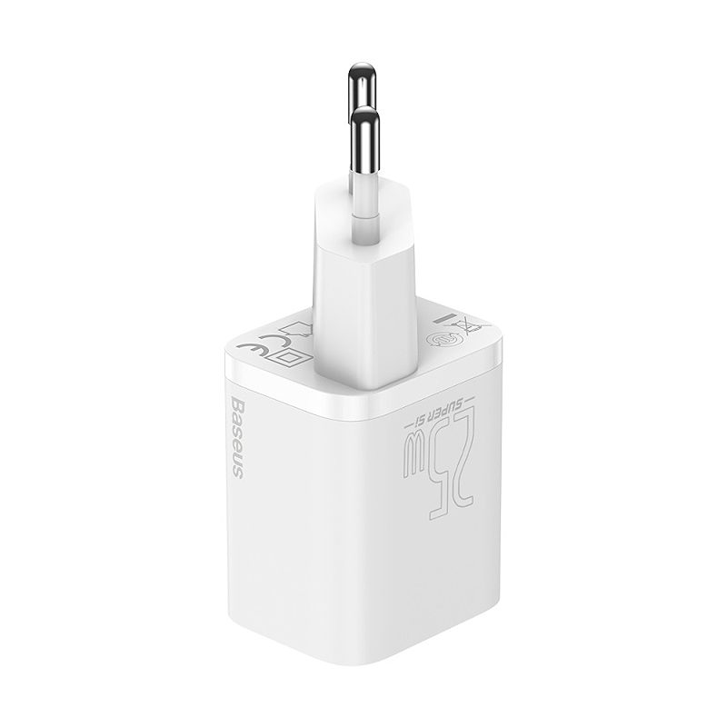 Baseus wall charger Super Si PD 25W 1x USBC white + USB-C - USB-C cable - Billede 3