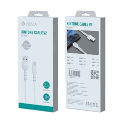 Devia cable Kintone EC144 USB - MicroUSB 1,0 m 2,1A white - Billede 4