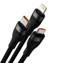 Alternative view of Baseus cable 3in1 Flash II USB + USB-C - Lightning + USB-C + microUSB 1,5 m 3,5A black 100W