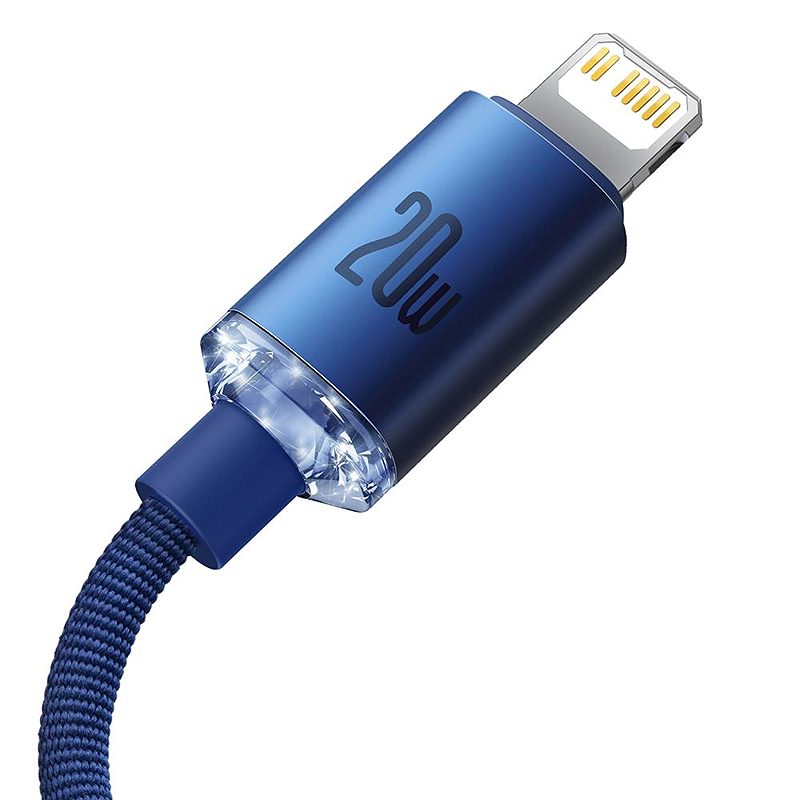 Baseus cable Crystal Shine USB-C - Lightning 1,2 m 20W blue - Billede 4