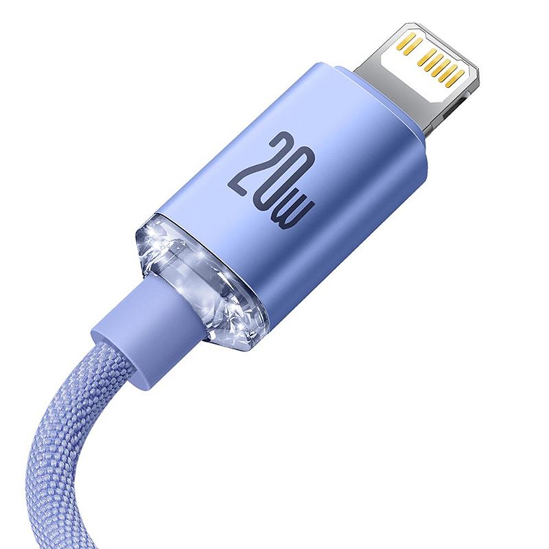 Baseus cable Crystal Shine USB-C - Lightning 2,0 m 20W purple - Billede 4