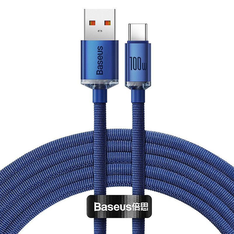 Baseus cable Crystal Shine USB - USB-C 2,0 m 100W blue