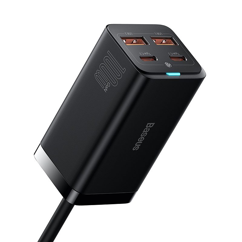 Baseus wall charger GaN3 Pro 100W 2x USB-C 2x USB black - Billede 3