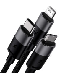 Alternative view of Baseus cable 3in1 StarSpeed USB - micro USB + Lightning + USB-C 1,2m 3,5A black