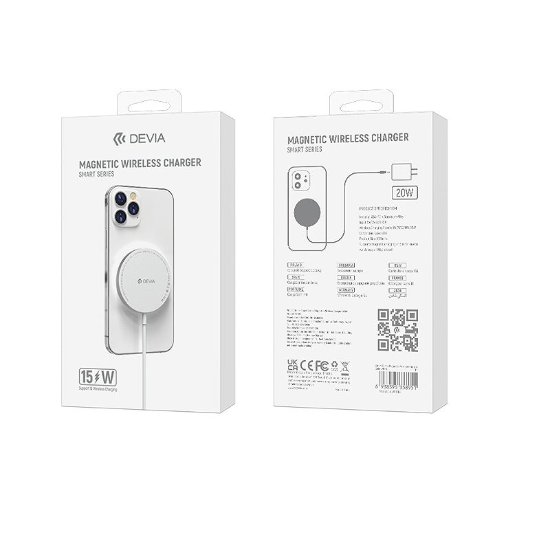 Devia wireless charger Smart magnetic 15W white - Billede 4