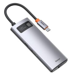 Baseus Metal Gleam Series 6-in-1 Multifunctional Type-C HUB Docking Station Gray(Type-C to HDMI*1+USB3.0*3+PD*1+RJ45*1)