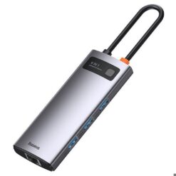Alternative view of Baseus Metal Gleam Series 6-in-1 Multifunctional Type-C HUB Docking Station Gray(Type-C to HDMI*1+USB3.0*3+PD*1+RJ45*1)