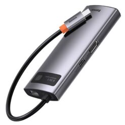 Baseus Metal Gleam Series 6-in-1 Multifunctional Type-C HUB Docking Station Gray(Type-C to HDMI*1+USB3.0*3+PD*1+RJ45*1) - Billede 3