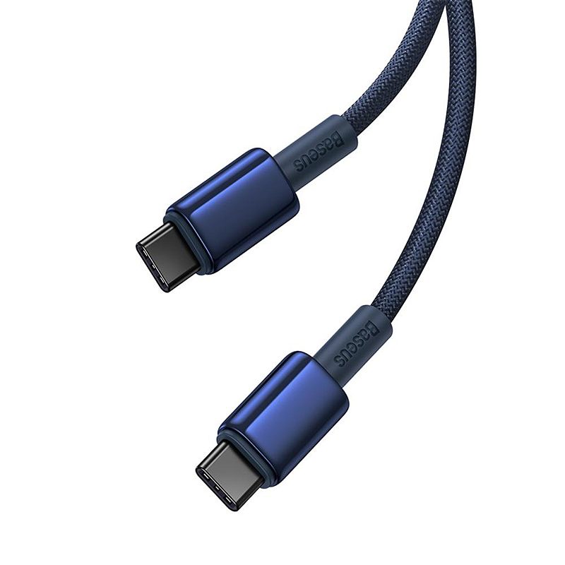 Baseus Tungsten Gold Fast Charging Data Cable Type-C to Type-C 100W 2m Deepsea Blue - Billede 5