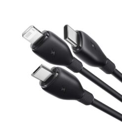 Baseus Ultra-Fast One-for-Three Fast Charging Cable USB-A to M+L+C 3.5A 0.8m Cosmic Black - Billede 2