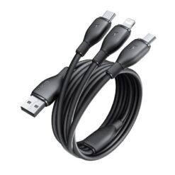 Baseus Ultra-Fast One-for-Three Fast Charging Cable USB-A to M+L+C 3.5A 0.8m Cosmic Black - Billede 4