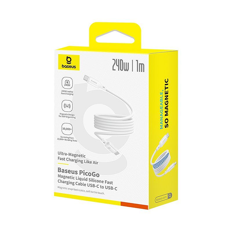 Baseus cable PicoGo PD USB-C - USB-C 1,0m moon white 240W magnetic