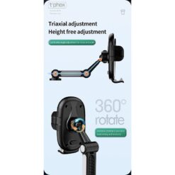 T-PHOX CAR HOLDER TH-07 WITH CUP HOLDER BLACK - Billede 3