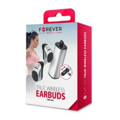 Forever bluetooth headset TWE-200 with charging case silver - Billede 5
