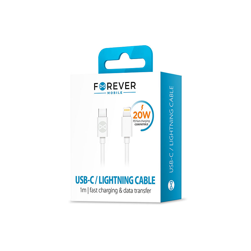 Alternative view of Forever cable USB-C - Lightning 1,0 m 20W white