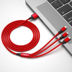 XO cable NB173 3in1 USB - Lightning + USB-C + microUSB 1,2 m 2,4A red - Billede 3