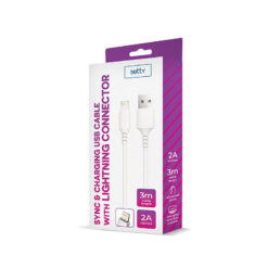 Alternative view of Setty cable USB - Lightning 3,0 m 2A white NEW