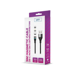 Setty USB magnetic cable 1m 2A nylon black - Billede 3