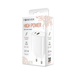 Alternative view of Forever wall charger 1xUSB QC 3.0 + 1xUSB-C PD 20W LS-04 white