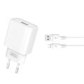 XO wall charger CE02D QC 3.0 18W 1x USB white + microUSB cable