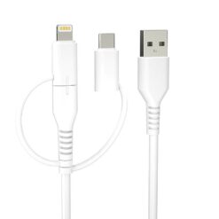 Forever recycling  cable 3w1 1,5m 2,4A USB-A -USB-C+ microUSB  + Lightning KR3W1-00 white