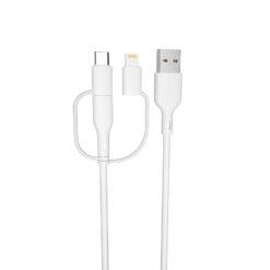 Alternative view of Forever recycling  cable 3w1 1,5m 2,4A USB-A -USB-C+ microUSB  + Lightning KR3W1-00 white