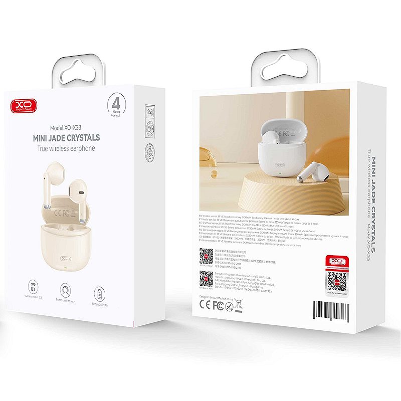 Alternative view of XO Bluetooth earphones X33 TWS beige