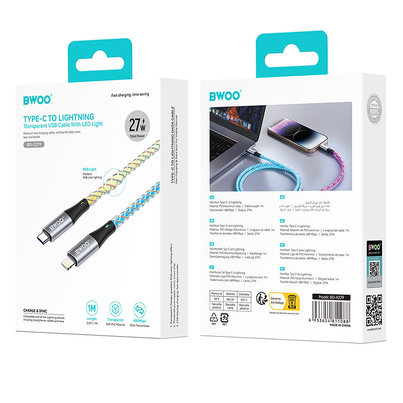 BWOO Cable USB-C - Lightning 1m 27W X279C-L