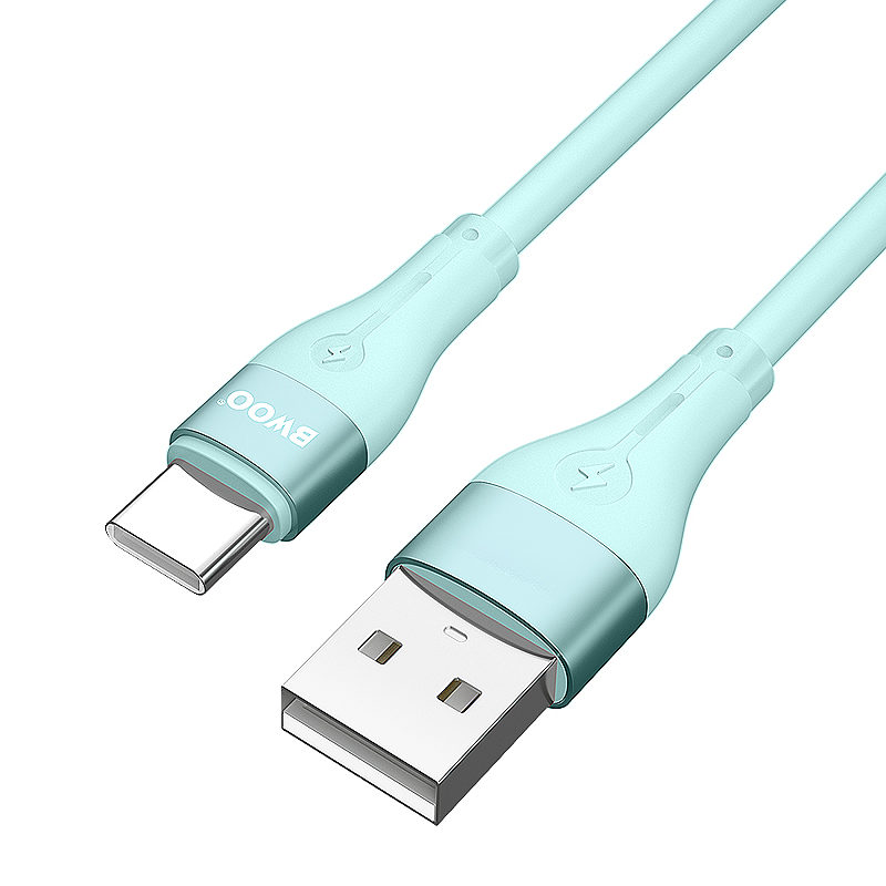 Alternative view of BWOO Cable USB - USB-C 1m 3A Minimalist Silicone Green X280C