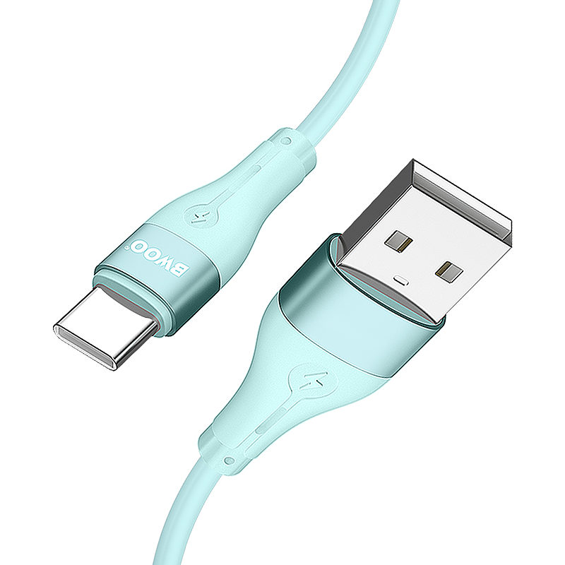 BWOO Cable USB - USB-C 1m 3A Minimalist Silicone Green X280C - Billede 3